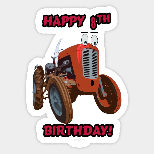 Happy 8th Birthday tractor design Sticker by seadogprints